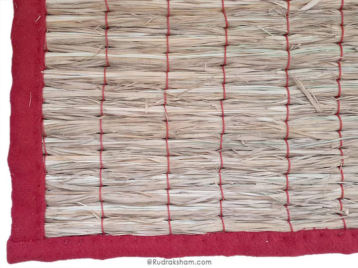 Kusha Mat - Puja / Pooja Asana - 6 Feet Kush Grass Meditation Mat | Darbha Grass Yoga Mat | Prayer Rug | Handmade Aasana Mat for Meditation | Natural Yoga Mat | Also available with Cover