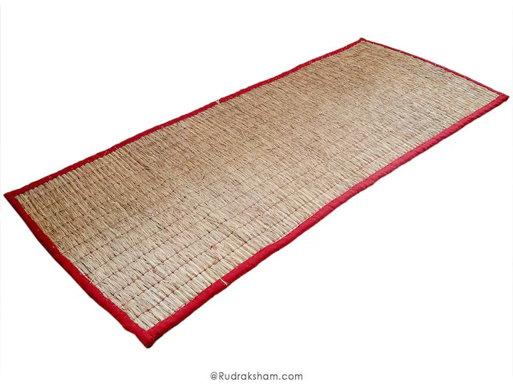 Kusha Mat - Puja / Pooja Asana - 6 Feet Kush Grass Meditation Mat | Darbha Grass Yoga Mat | Prayer Rug | Handmade Aasana Mat for Meditation | Natural Yoga Mat | Also available with Cover