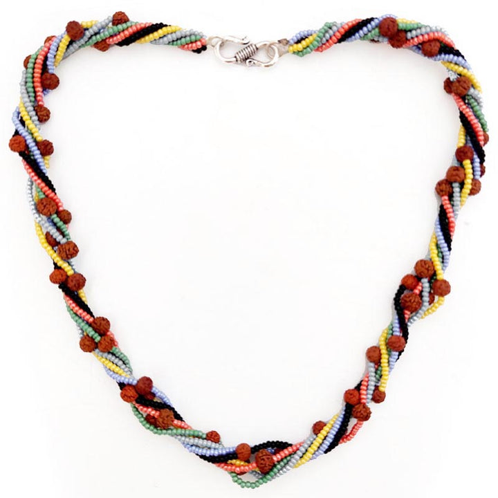Rudraksha - Multi Color Seed Beads Necklace with silver Hook