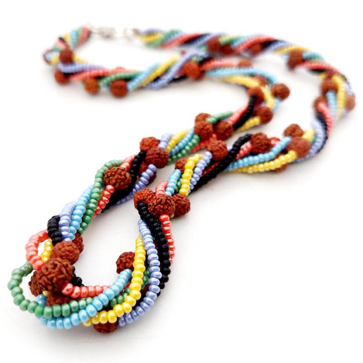  Rudraksha with Multi Color Seed Beads Necklace