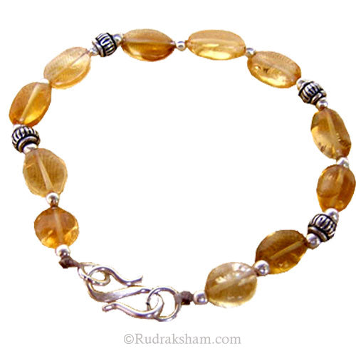  Jupiter ( Brihaspati ) Zodiac Bracelet | Golden Topaz Beads Bracelet with Silver Accessories to remove the malefic effects of Planet Jupiter / Vrihaspati 