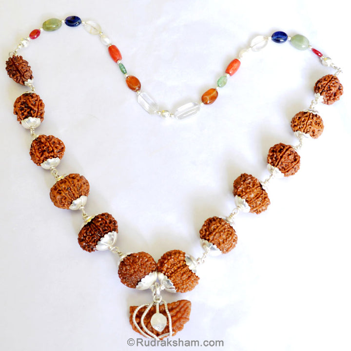 1-13 Mukhi Fine Rudraksha Beads Kantha Mala | 9 Navratna Gemstone Beads | Energised and Original Rudraksha Beads Configuration - 5