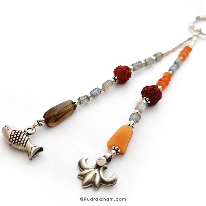 Labradorite and Carnelian Key Chain