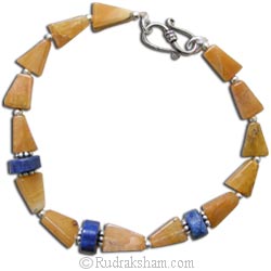  Lapis Lazuli Button Beads and Orange Stone Bracelet