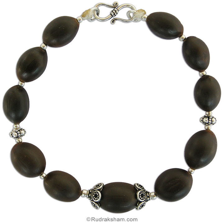 Lotus Seed Beads Bracelet with Silver Accessories | Kamal Gatta Bead Silver Designer Bracelet | MahaLakshmi Bracelet