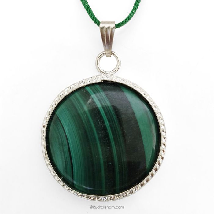 Malachite Stone Pendant Necklace, Original Malachite Pendant in Metal | Malachite Gemstone Chakra Pendant | Malachite Reiki Stone Pendant