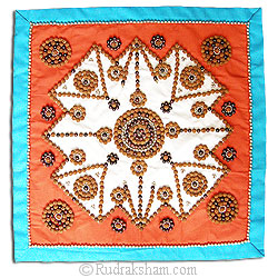 Rudraksha Mat - 2 | Designer Rudraksha Aasana | Handmade Asana Mat for Meditation | Rudraksha Meditation Mat | Rudraksha Red Sandalwood Beads Home Décor Mat