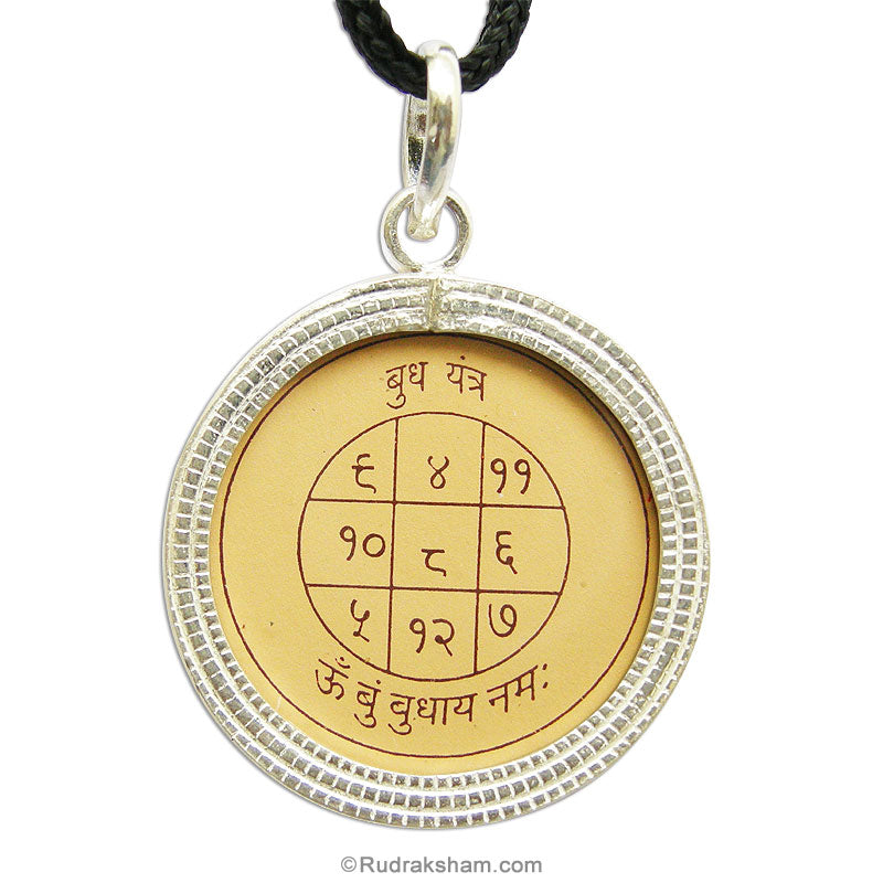  Mercury Locket Yantra Pendant on Bhoj Patra | Siddh Budh Yantra Locket In Silver | Energised Mercury Planet Yantra Silver Locket