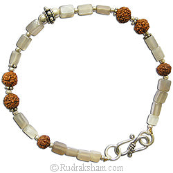 Grey Moonstone with Rudraksha Beads Bracelet