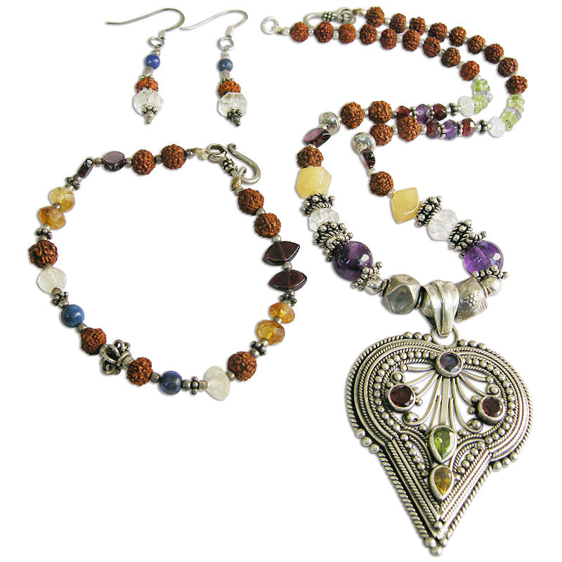 Multistone - Rudraksha Jewelry Set