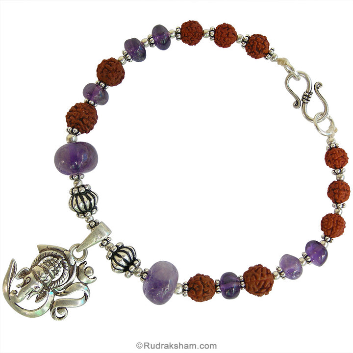 Om Trishul Amethyst Bracelet