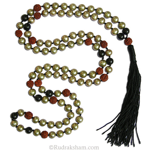  Rudraksha - Pearl - Hakik Mala