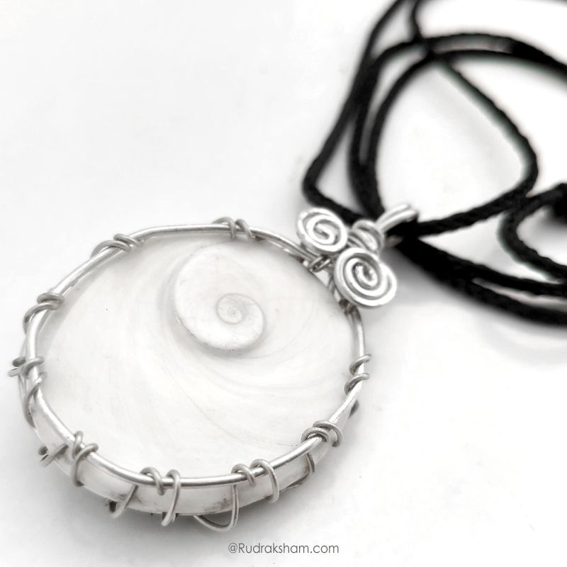 Gomati Chakra Silver Pendant, Gomti Chakra Pendant to bring wealth, good luck, and prosperity | Shiva Eye shell FOR EVIL EYE PROTECTION