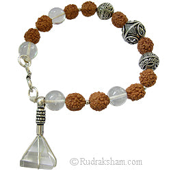 Rudraksha and Sphatik Pyramid Bracelet
