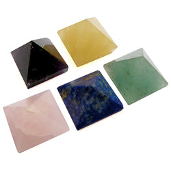 Gemstone Pyramid Set of 5 | Chakra Pyramid Set | Natural Gemstone 5 Piece Pyramid Set For Reiki