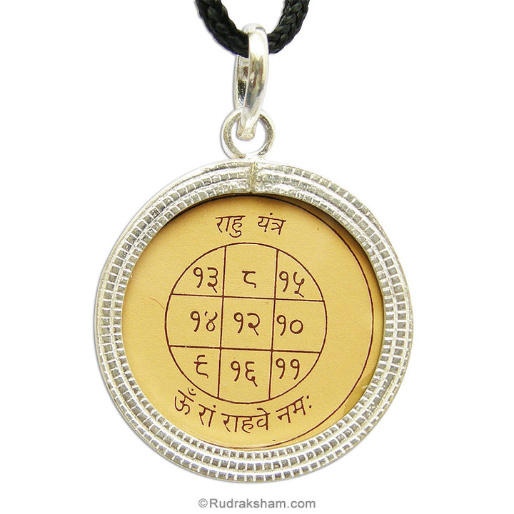 Rahu Locket Yantra Pendant on Bhoj Patra | Siddh Rahu Yantra Locket In Silver | Energised Rahu Planet Yantra Silver Locket