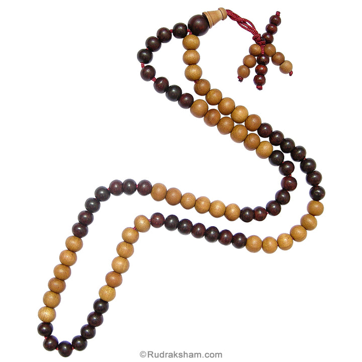 Red and White Sandalwood Wrist Mala
