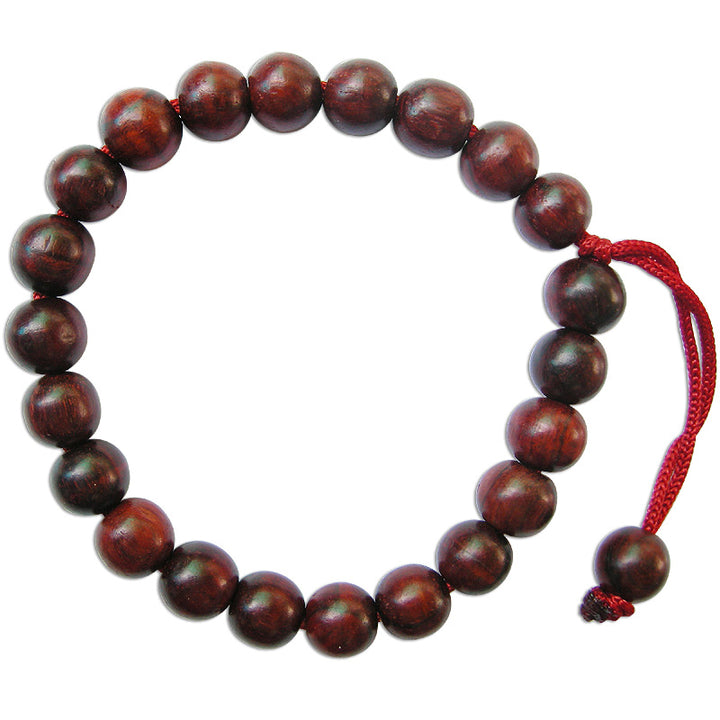 10mm Red Sandalwood Beads Mala Bracelet | Plain Round Smooth Rakta Chandan Wrist Mala Bracelet | Lal Chandan wrist Bracelet