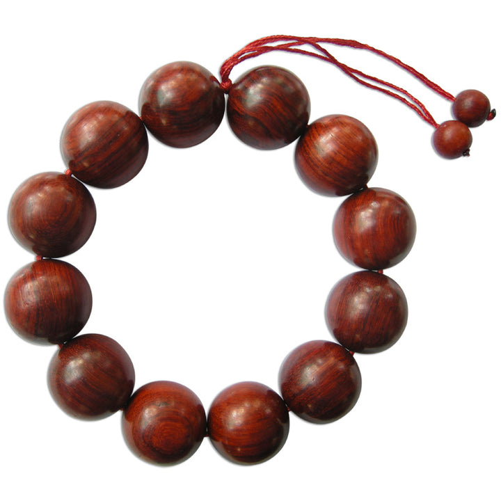 20mm Red Sandalwood Beads Mala Bracelet | Plain Round Smooth Rakta Chandan Wrist Mala Bracelet