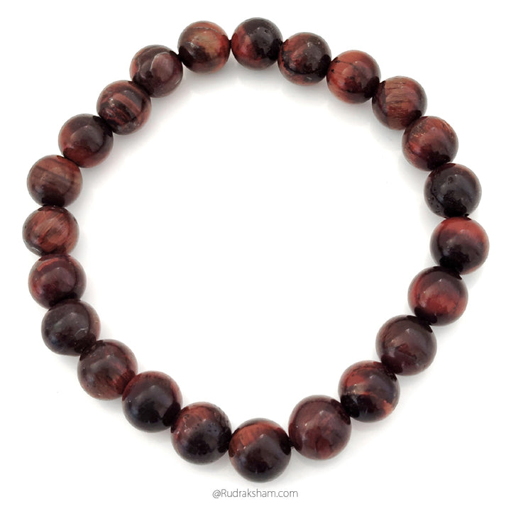 Red Tiger Eye Bracelet In Elastic