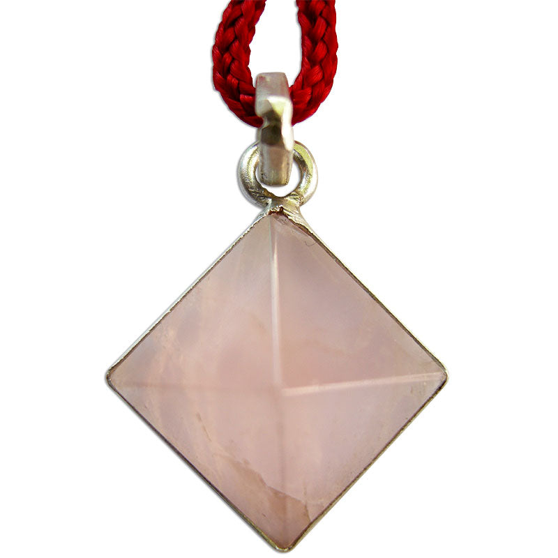 Natural Rose Quartz Pyramid Pendant | Rose Quartz Crystal Pyramid Pendant | Rose Quartz Stone Pyramid Pendant for Reiki Healing