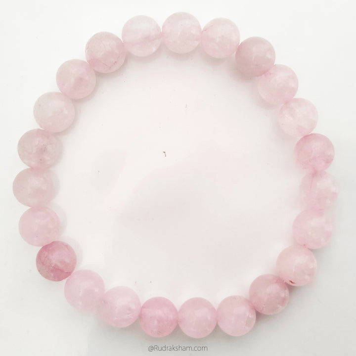Rose Quartz Gemstone Bracelet In Elastic