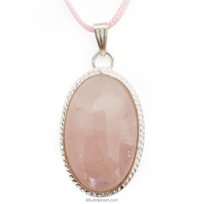 Rose Quartz Stone Pendant Necklace, Original Rose Quartz Pendant in Metal | Pink Rose Quartz Crystal Gemstone Reiki & Chakra Pendant
