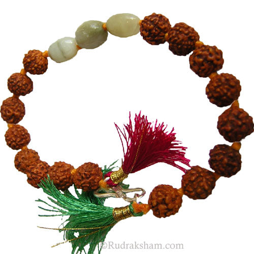 Rudraksha Beads and Cat's Eye Gemstone Bracelet