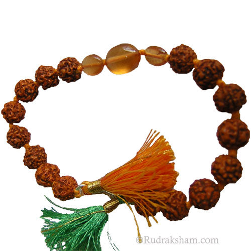 Rudraksha Beads Gomed ( Hessonite ) Bracelet