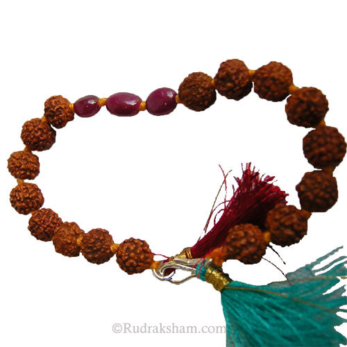 Rudraksha Beads Ruby ( Manik ) Gemstone Bracelet