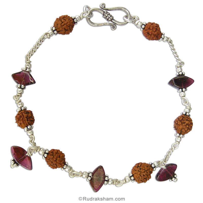  Rudraksha - Garnet Bracelet