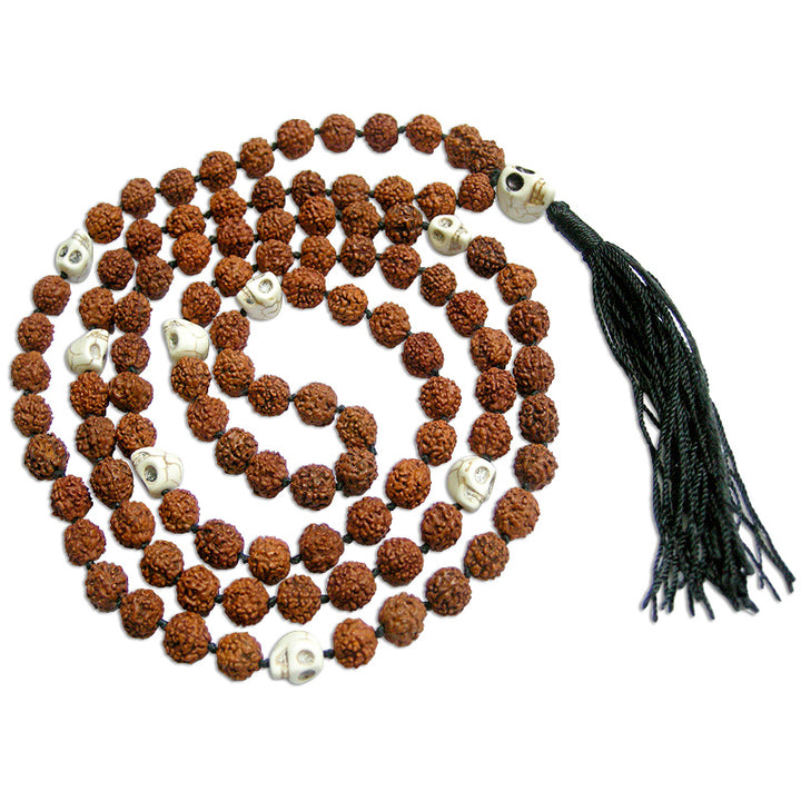 Rudraksha - Skull Narmund Mala | Kali Bone Mala | Rudraksha Mund Mala | 108 beads Rudraksha Mund mala Necklace | Skull Rosary