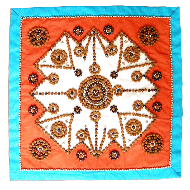 Rudraksha Mat - 2 | Designer Rudraksha Aasana | Handmade Asana Mat for Meditation | Rudraksha Meditation Mat | Rudraksha Red Sandalwood Beads Home Décor Mat