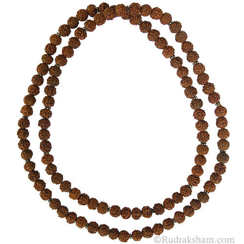 7mm Rudraksha Silver Mala Necklace | 108 beads Rudraksha Mala for Health Benefits