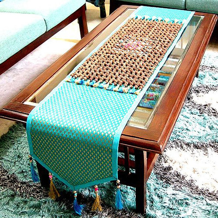 Table Runner, Rudraksha Beads Hand Crafted Table Linen, Exquisite and Unique runner for your home Decoration Settings