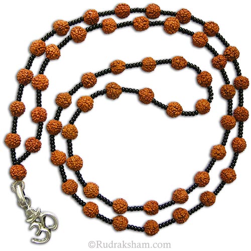  Rudraksha Mala with Om Pendant