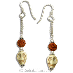 Skull and Rudraksha Earring