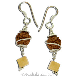 Rudraksha and Yellow Stone Earring