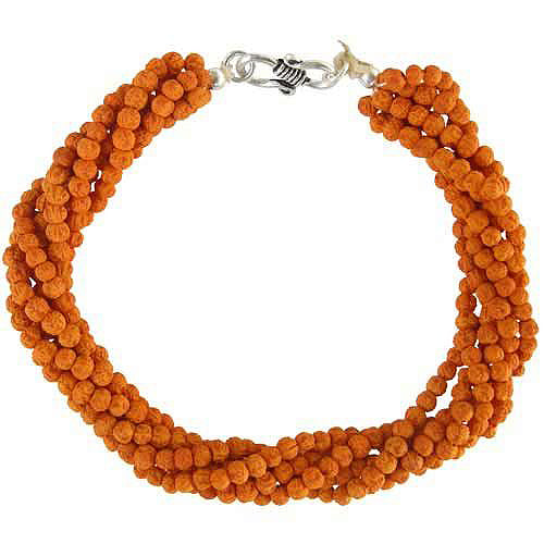  Rudrani Bracelet Thread | Rudrani Beads 6 lines Bracelet Wrist Mala with a Silver Hook