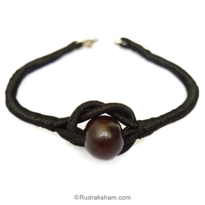 14mm Red Sandalwood Bead Wrist Band | Red Chandan Hand Band | Plain Round Smooth Rakta Chandan Designer Thread Bracelet