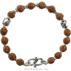 Rudraksha Education Bracelet in Silver accessories | 4 / Four Mukhi Rudraksha | 6 / Six Mukhi Rudraksha | Saraswati Bracelet With Java Rudraksha Beads
