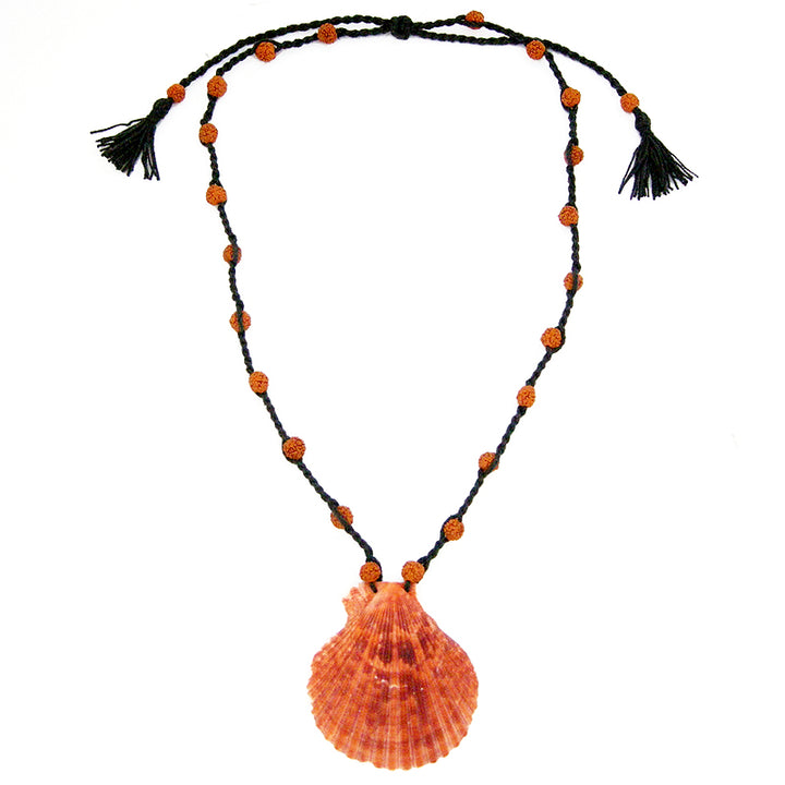 Seashell Seep Pendant And Rudraksha Necklace