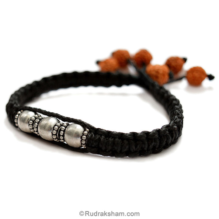 Rudraksha and Silver Beads Bracelet