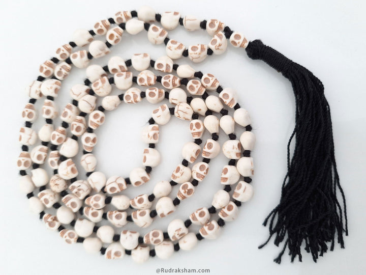  Brown Eye Skull Beads Black Thread and Black Tassel