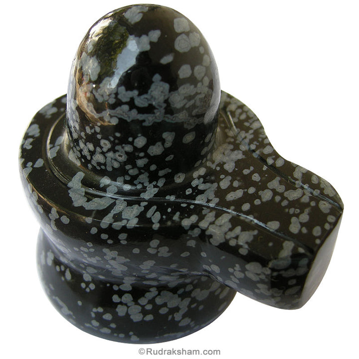 Snowflake Obsidian Shivlinga | Snowflake Obsidian Gemtone Shivling | Black Obsidian Shivalingam