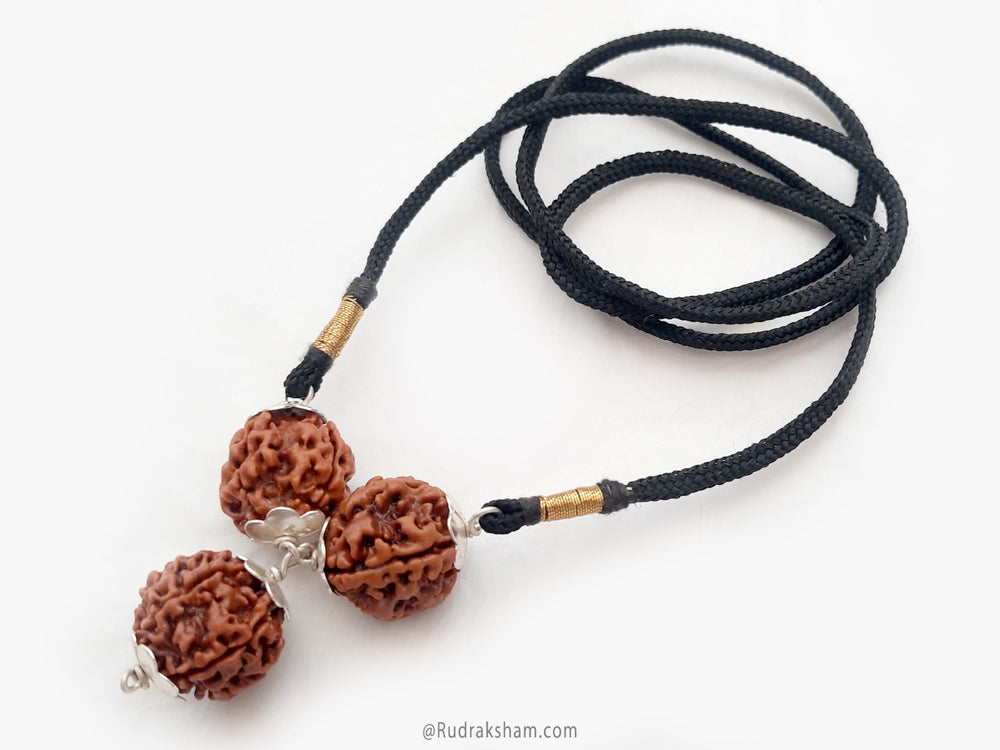 Rudraksha Education Necklace | 4 Mukhi Rudraksha | 6 Mukhi Rudraksha | Saraswati Power Pendant | Authentic Energised Rudraksha for Artists