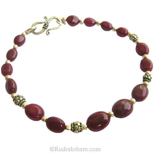 Sun - Surya Zodiac Bracelet | Ruby Beads ( Manik / Manak) Bracelet with Silver Accessories to remove the malefic effects of Sun / Surya
