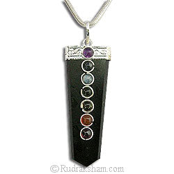 Tourmaline Seven Chakra Flat Healing Pencil Pendant