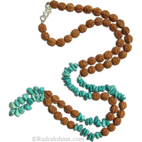  Turquoise and Rudraksha Necklace