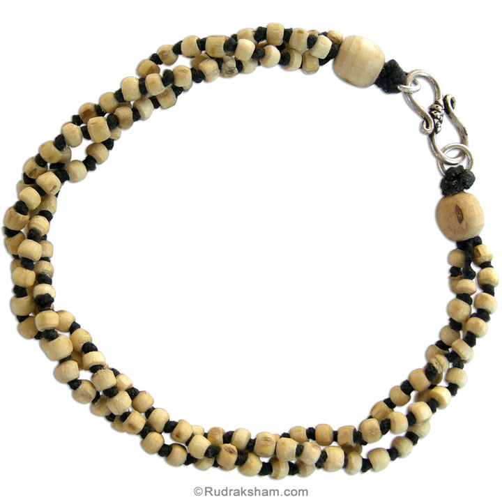 Tulsi Bracelet / Tulasi Mala Bracelet in Black thread / 3 Line Basil Seeds thread Bracelet / Krishna Prayer Beads
